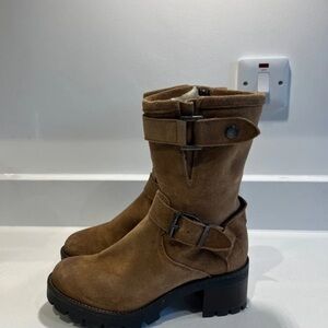 Minelli Brown Suede Moto Boots